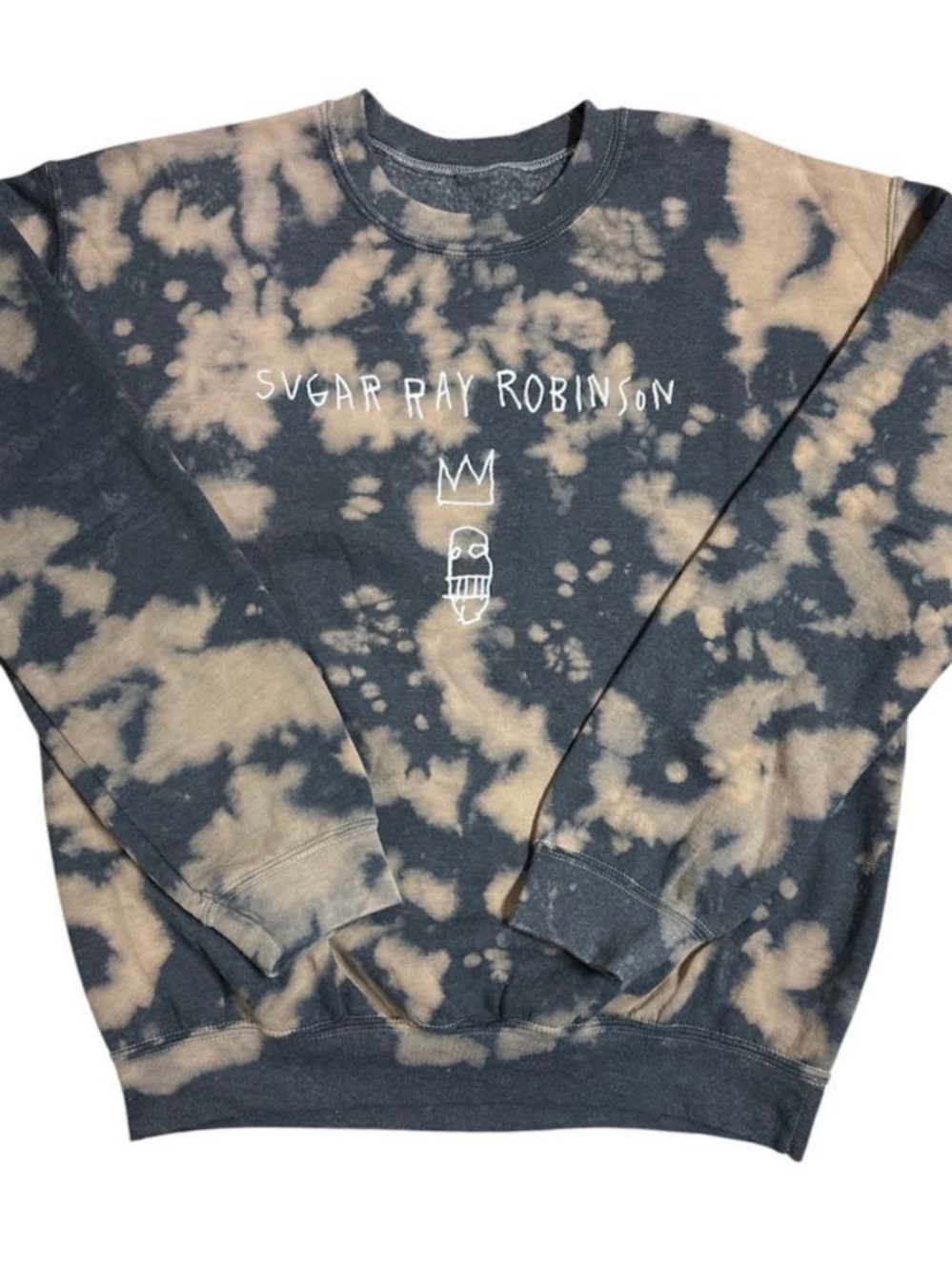 sugar ray robinson crew grey  & Tan Tie-Dye Crewneck Sweatshirt XL